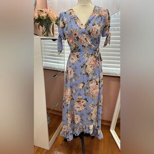 Multicolored floral wrap around dress